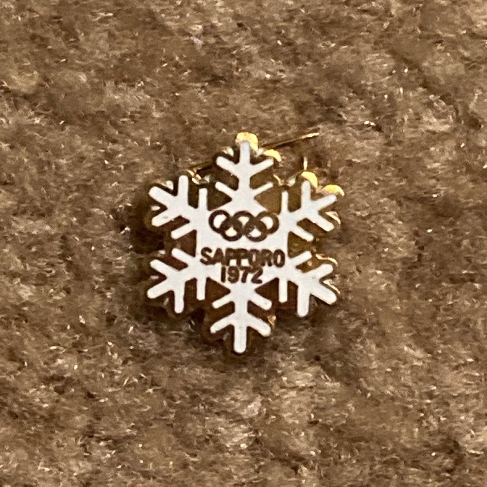 Sapporo, Japan, 1972 Olympic Winter games, snowflake pin